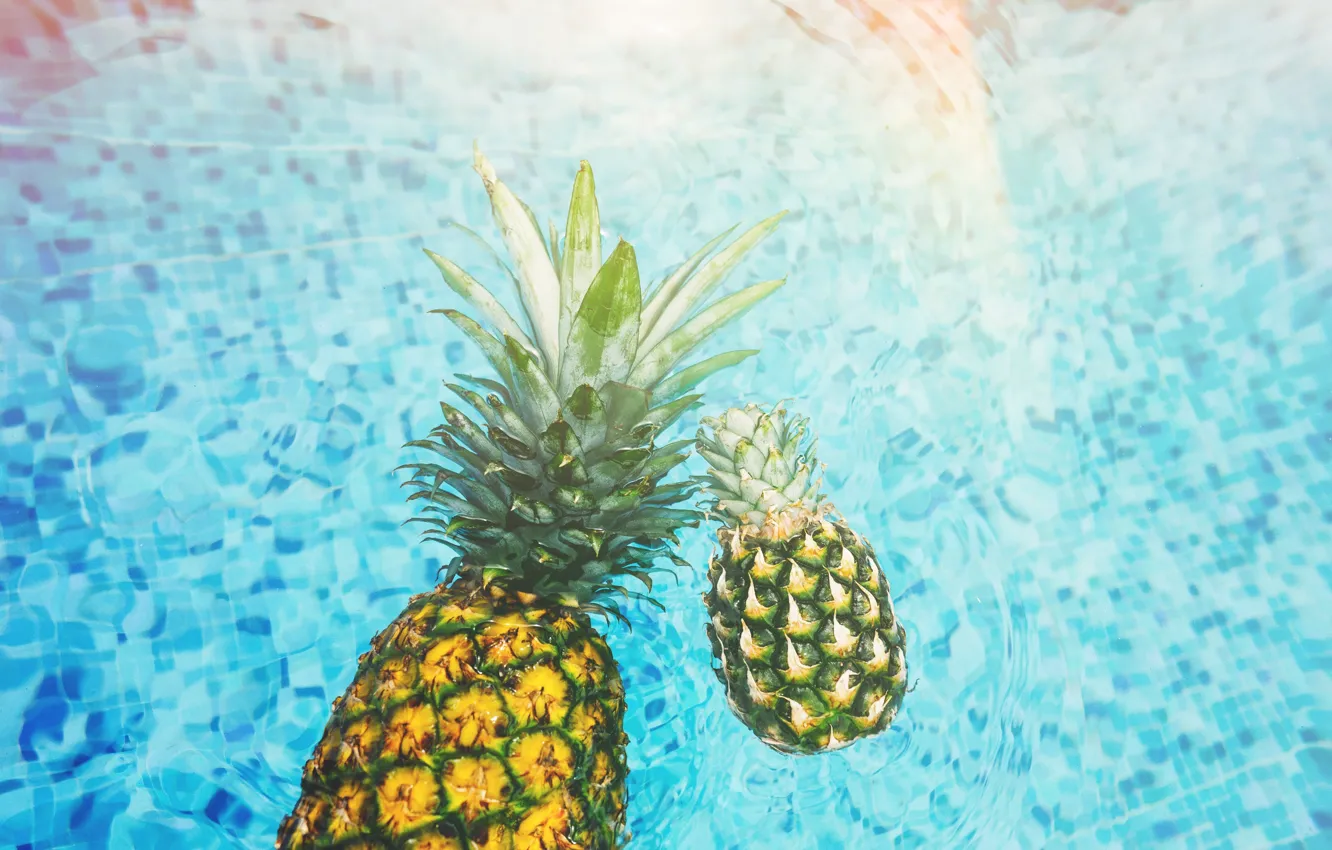 Photo wallpaper water, pool, pineapple