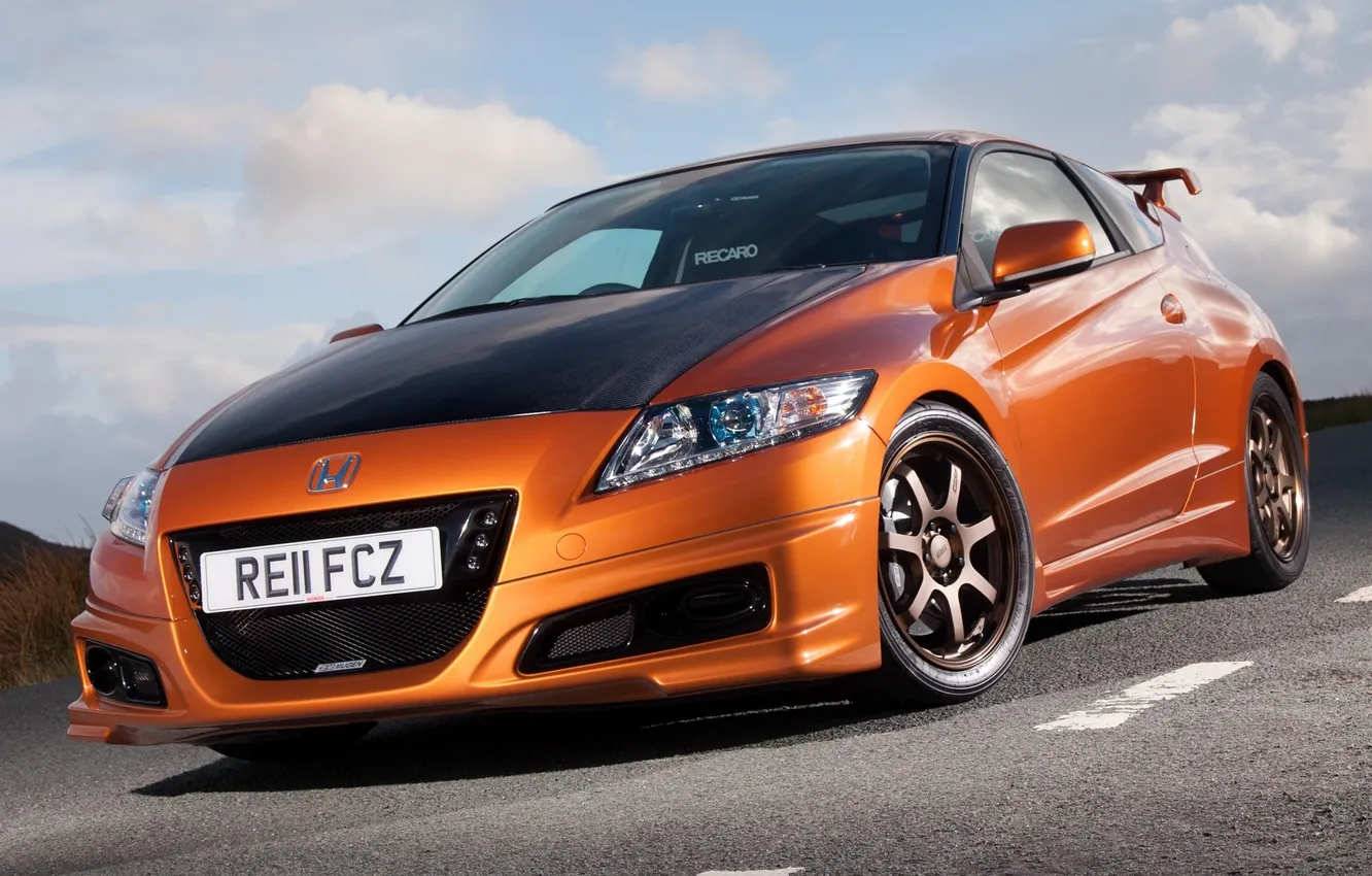 Photo wallpaper car, Honda, auto, orange, CR-Z, Mugen