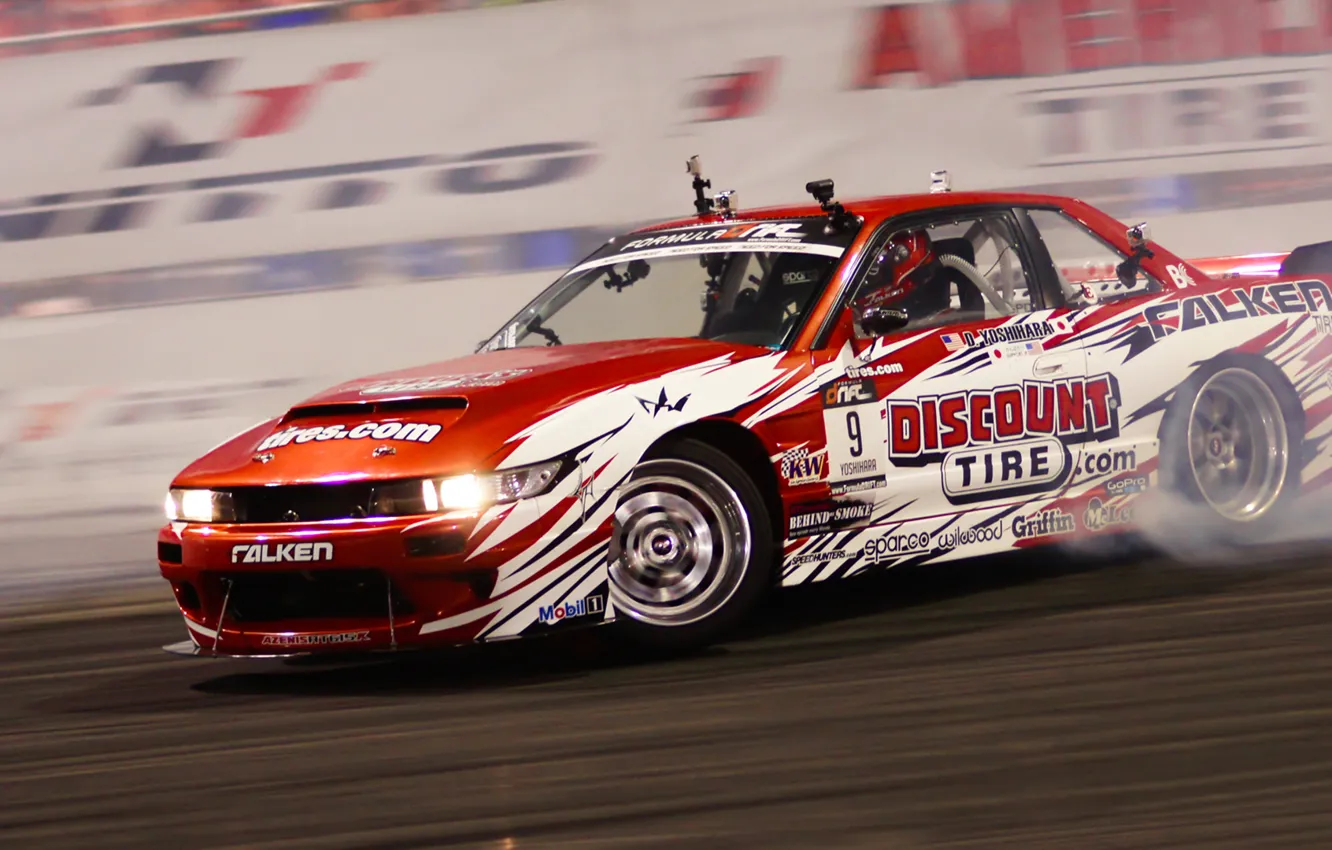 Photo wallpaper Skid, drift, Nissan, drift, 240, formula, GoPro, Yoshihara