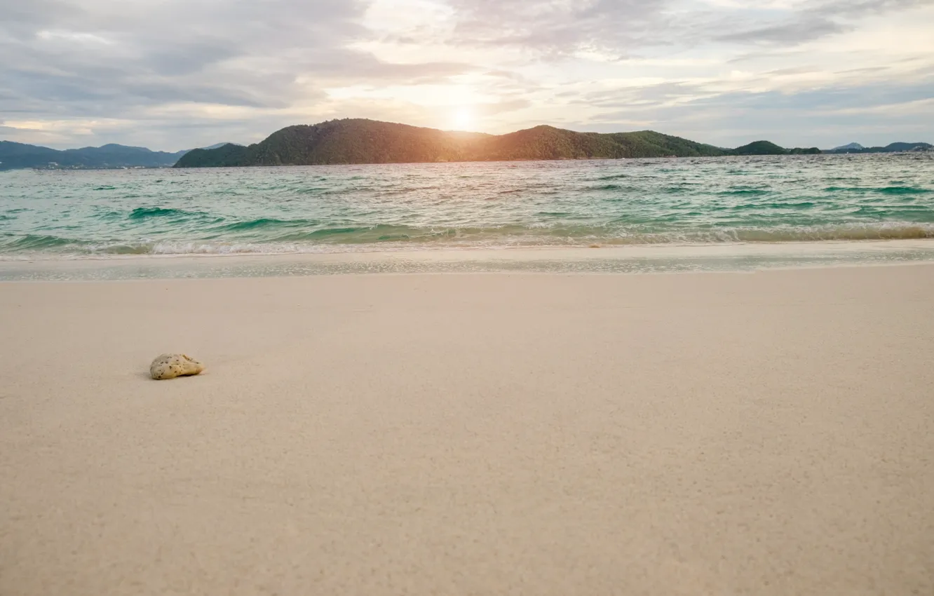 Photo wallpaper sand, sea, wave, beach, summer, the sky, sunset, summer