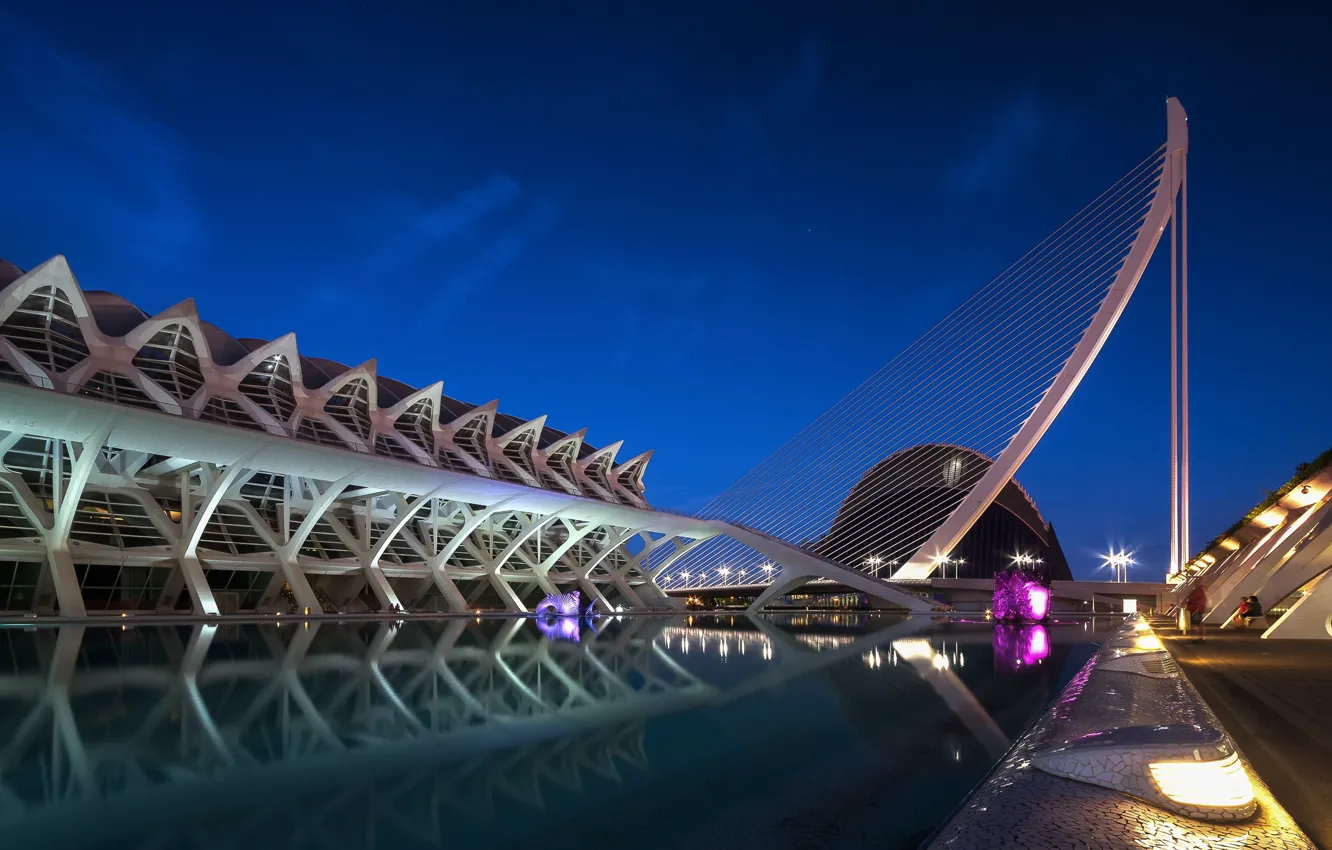 Photo wallpaper the evening, Spain, Valencia, The city of arts and Sciences
