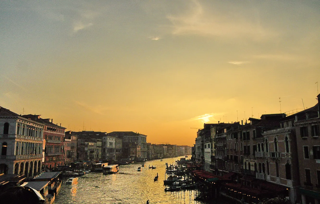 Photo wallpaper landscape, sunset, view, Venice, channel