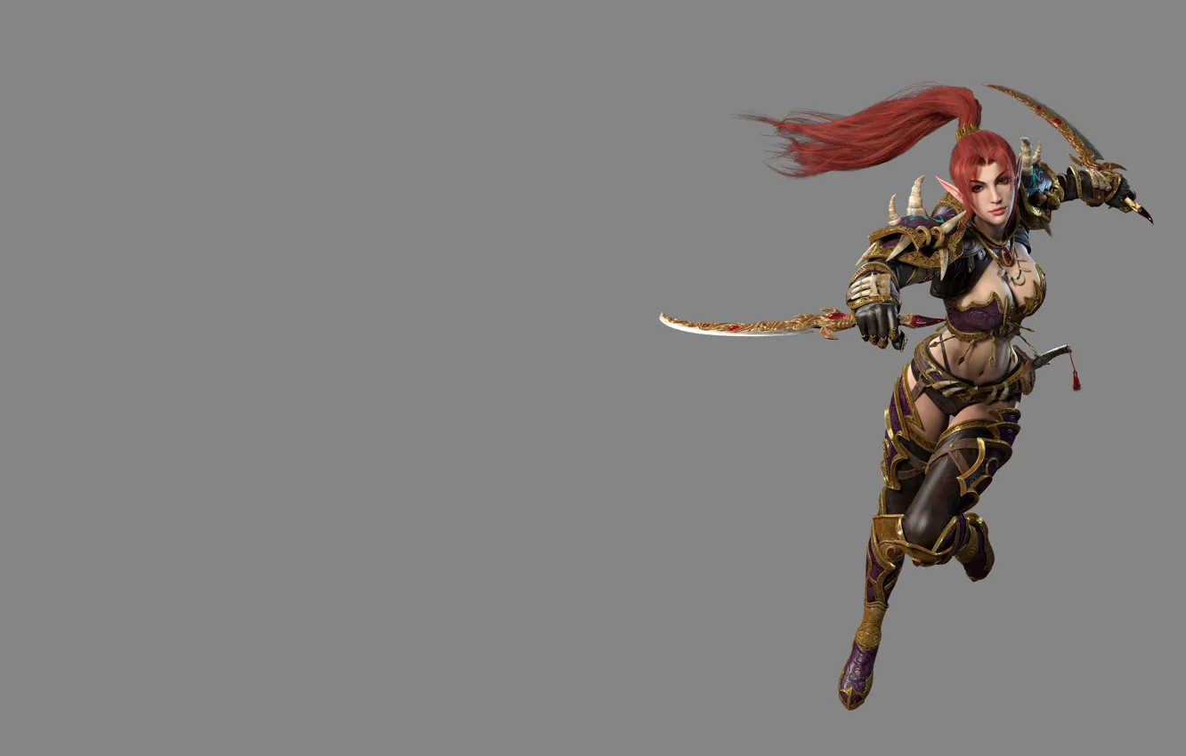 Photo wallpaper weapons, elf, the game, fantasy, art, knife, assassin, costume design