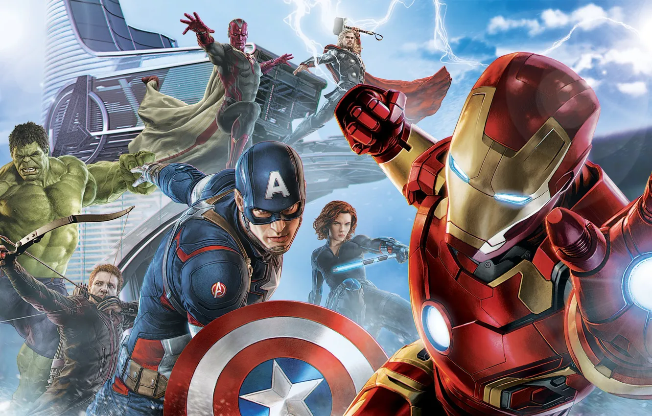 Photo wallpaper Hulk, iron man, Thor, captain America, the Avengers, avengers, black widow, Hawkeye