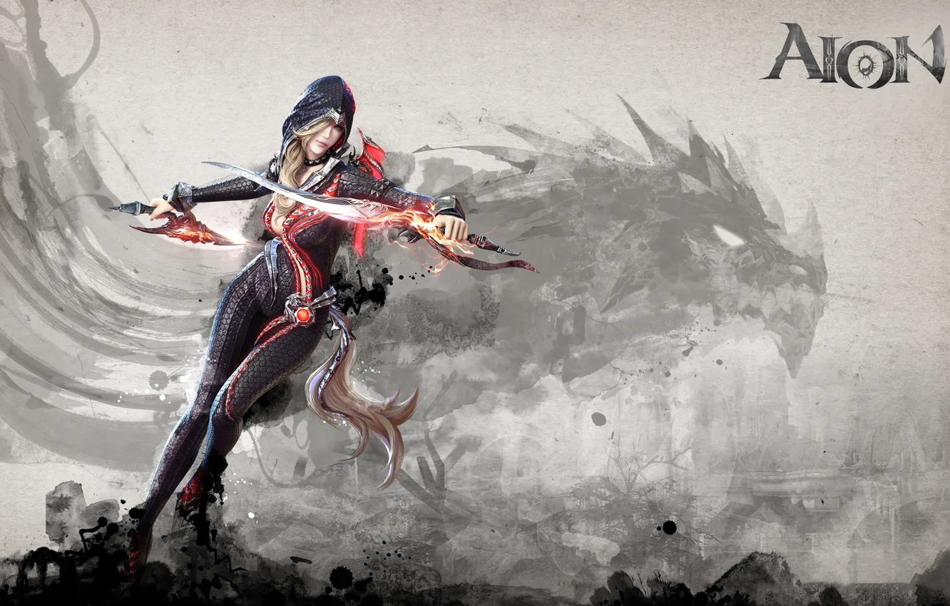 Photo wallpaper girl, weapons, the game, art, Aion, blade