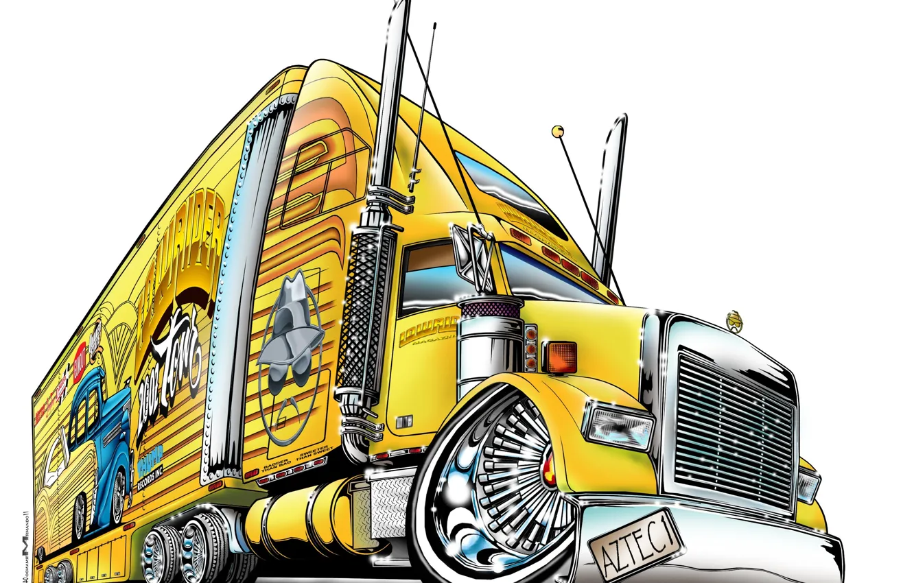 Photo wallpaper Truck, white background, draws, golo lowrider 2002