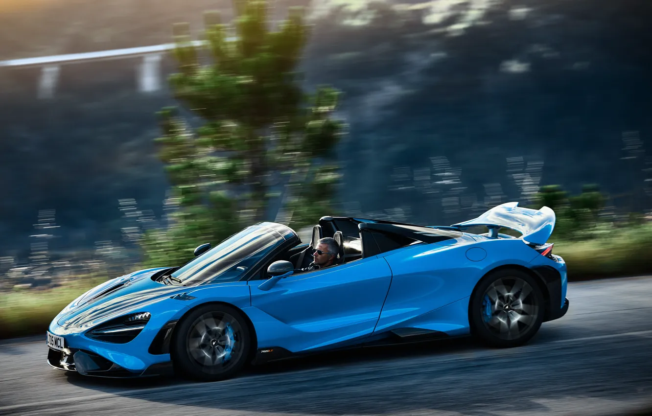 Photo wallpaper McLaren, supercar, blue, 765LT, McLaren 765LT Spider