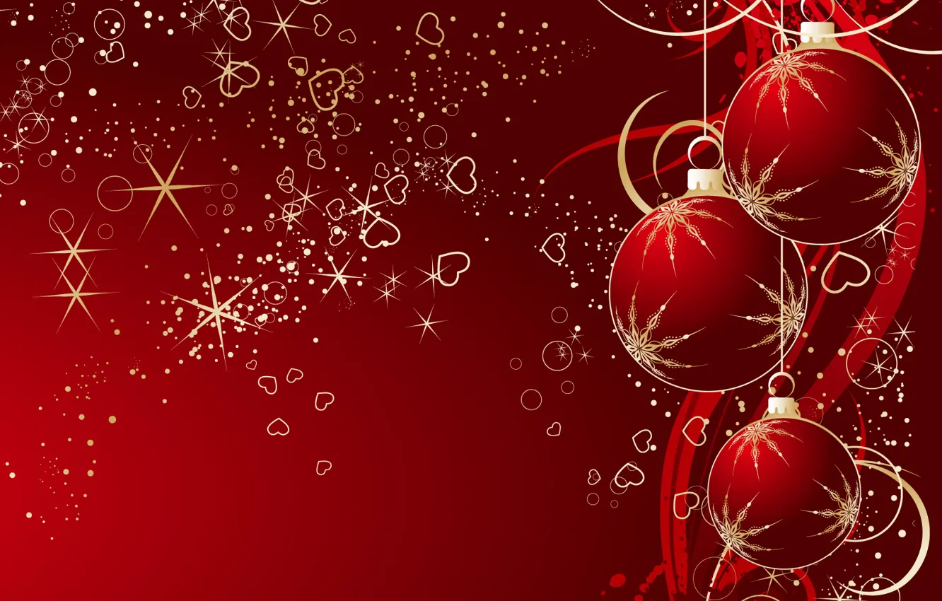 Photo wallpaper red, balls, new year