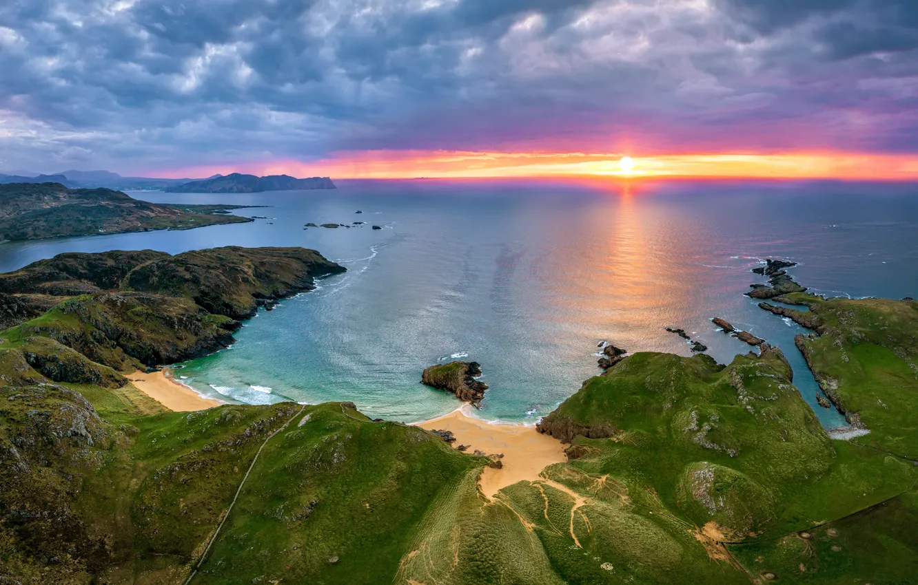 Photo wallpaper sea, sunset, coast, Ireland