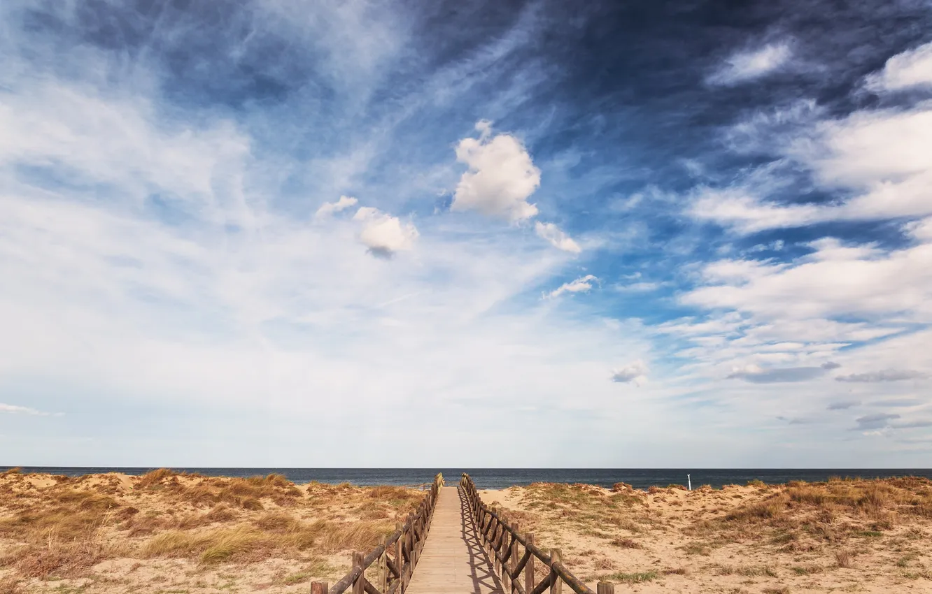 Photo wallpaper the sky, clouds, track