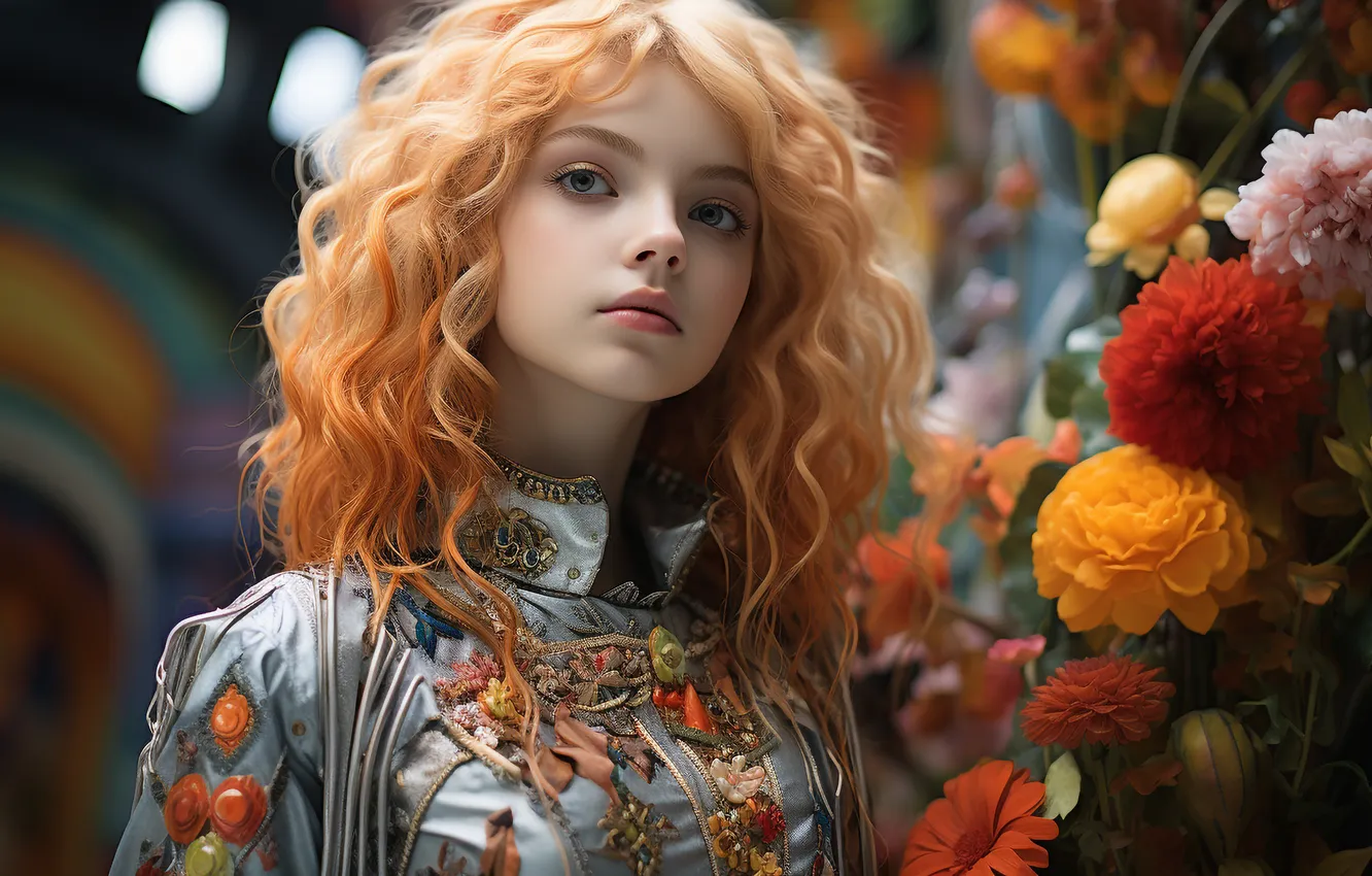 Photo wallpaper dress, woman, beautiful, cute, smiling, caucasian