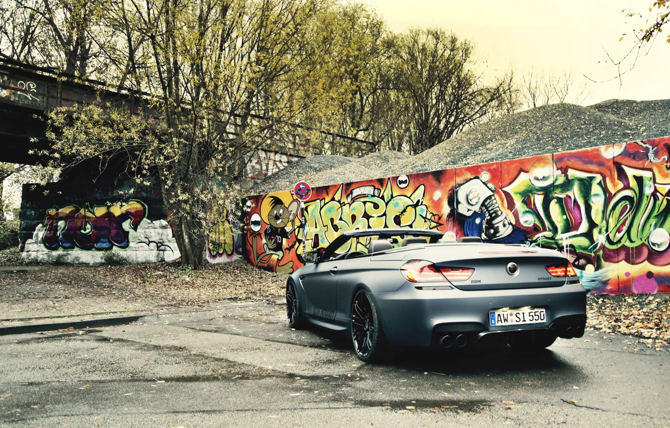 Photo wallpaper Auto, Black, The fence, BMW, Machine, Convertible, BMW, Graffiti