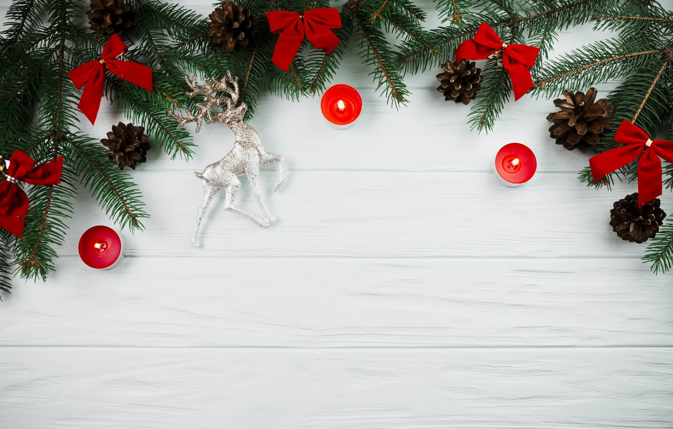 Photo wallpaper tree, new year, candles, Christmas, Christmas, bumps, wood, New Year