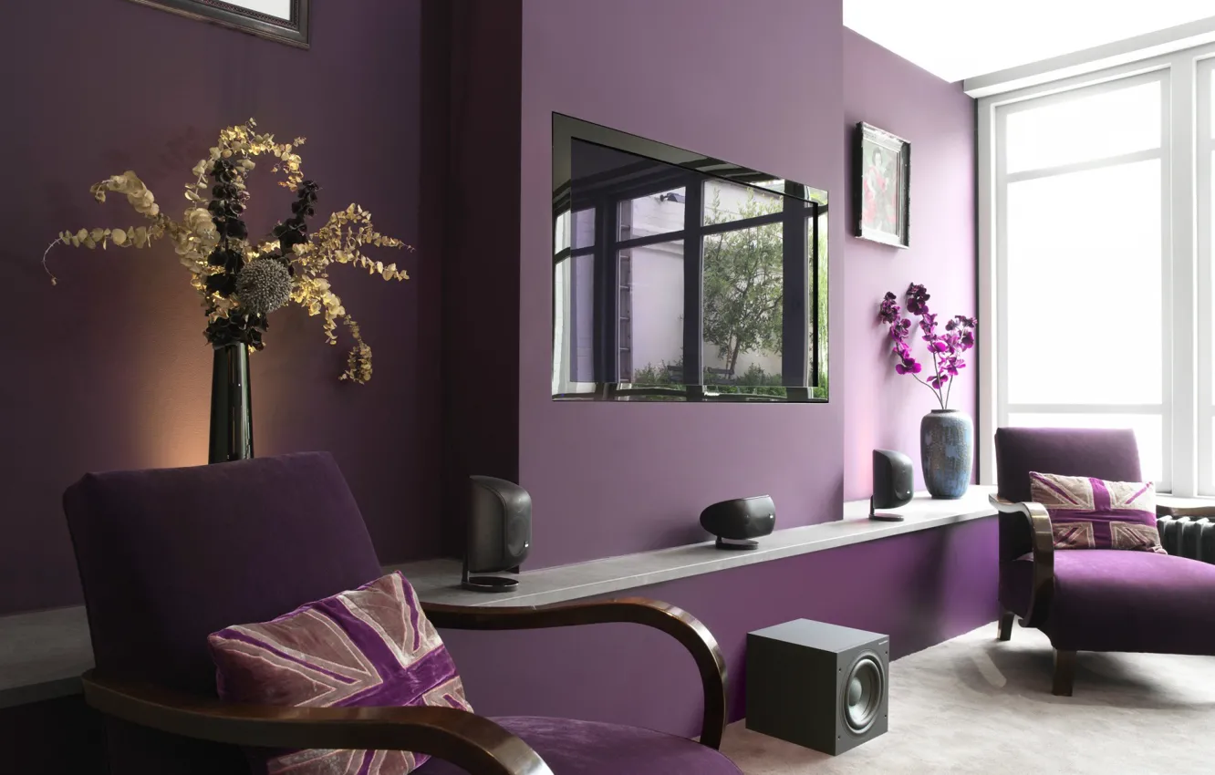 Photo wallpaper House, Purple, Room, Interior, Style Design