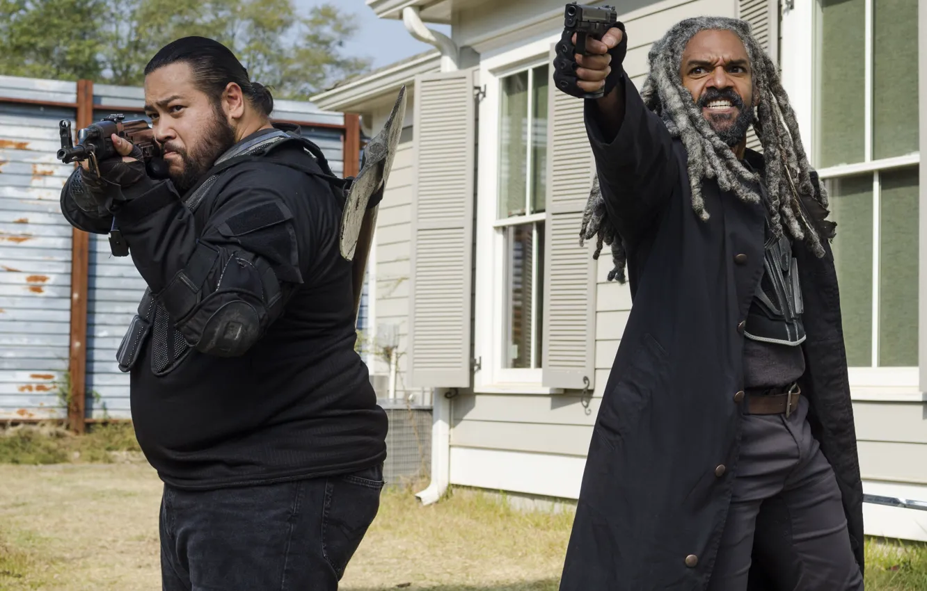 Photo wallpaper axe, gun, AK-47, The Walking Dead, Ezekiel, Jerry