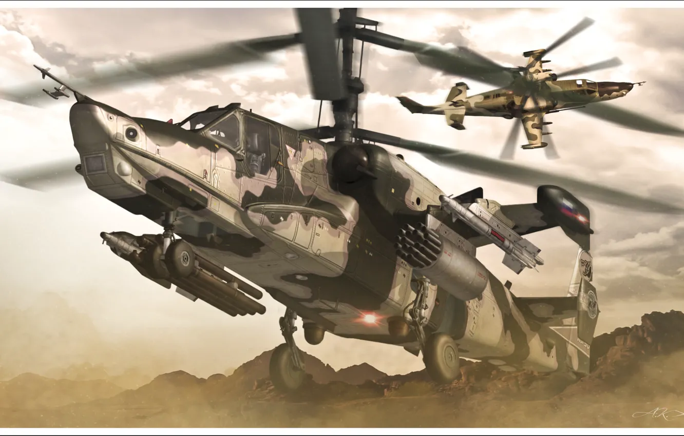 Photo wallpaper aviation, helicopter, RUSSIAN AIR FORCE, Black shark, KA-50