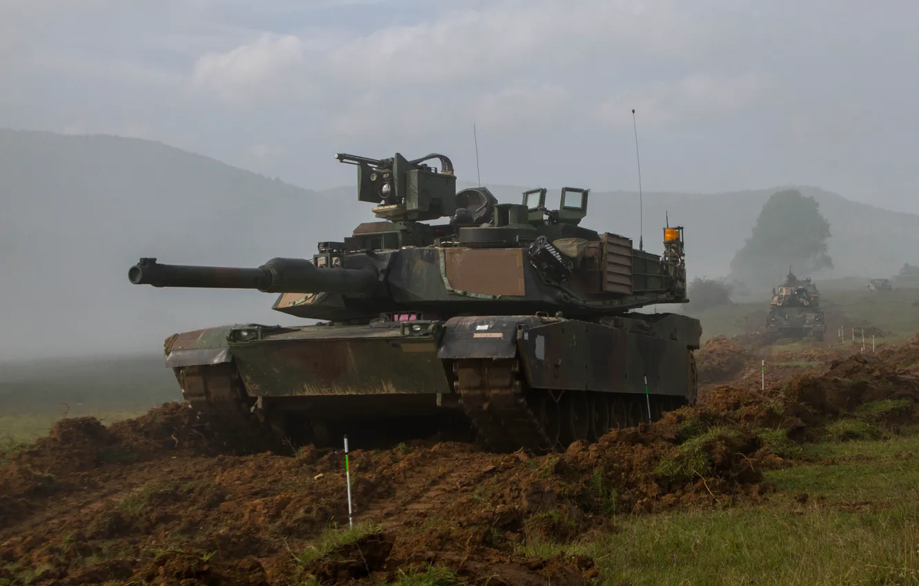 Photo wallpaper field, tank, armor, Abrams, Abrams, M1A2