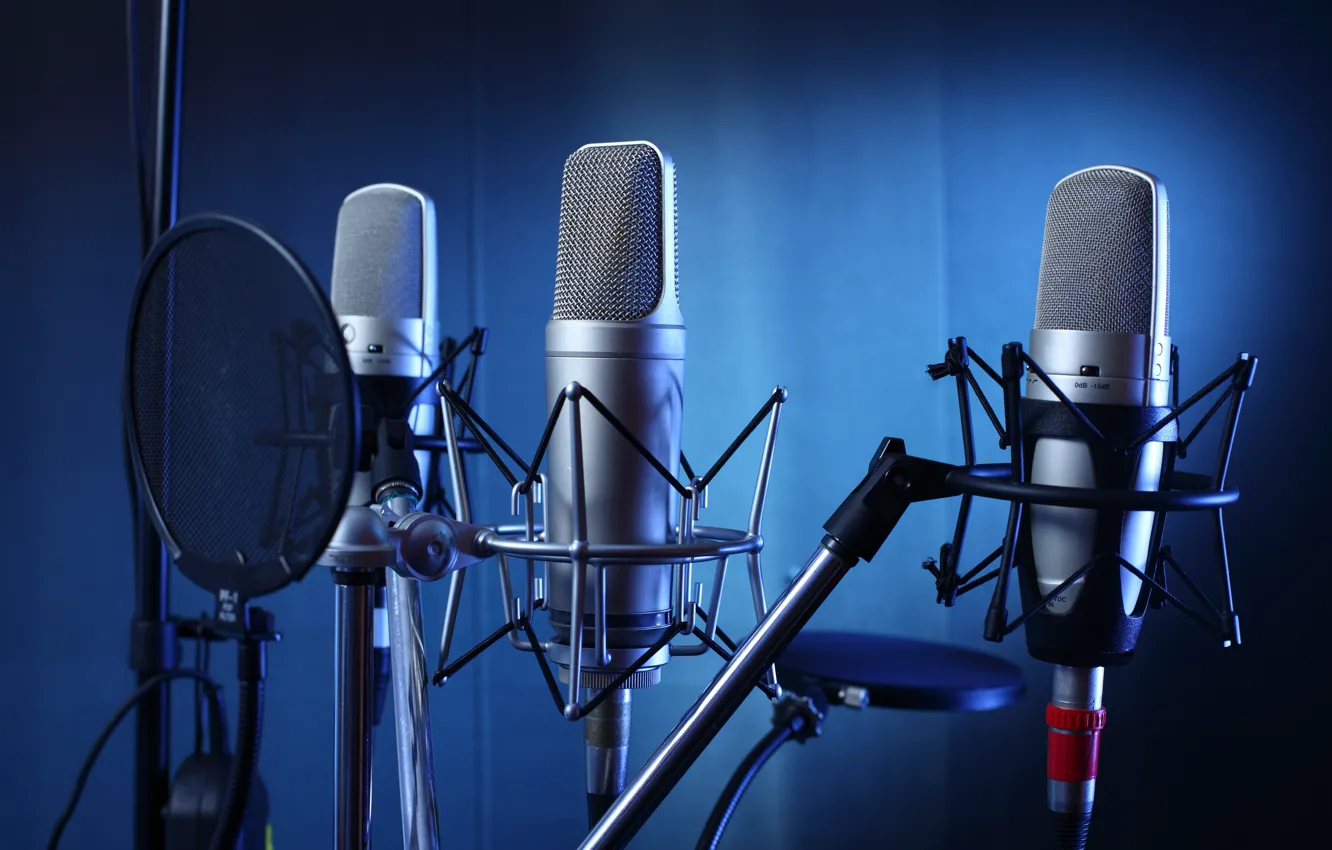 Photo wallpaper studio, professional, microphones