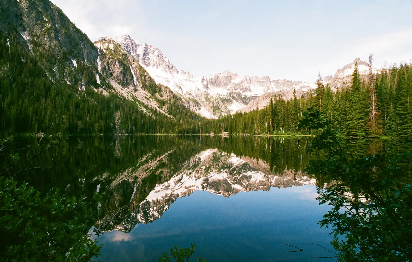 Photo wallpaper forest, landscape, mountains, lake, reflection