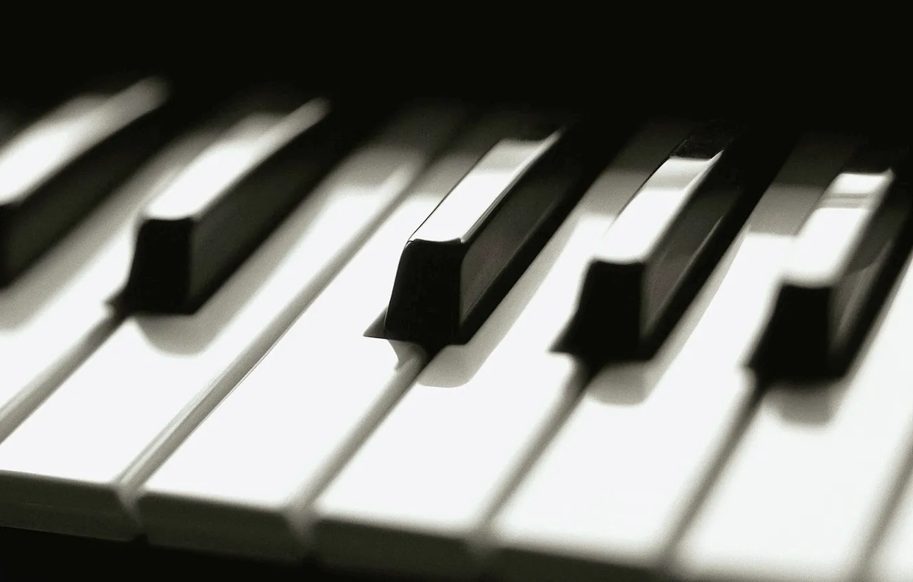 Photo wallpaper keys, piano, black and white