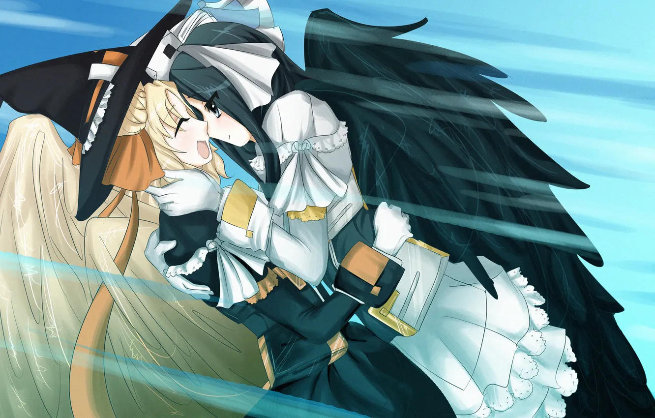 Photo wallpaper girl, wings, hat, anime, art, Margot Knight, Malga Naruze, Horizon in the heart of the …