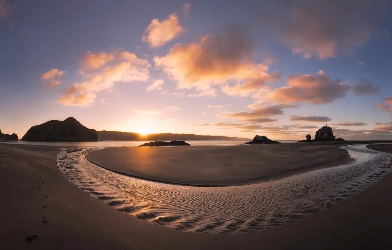 Photo wallpaper sea, shore, morning