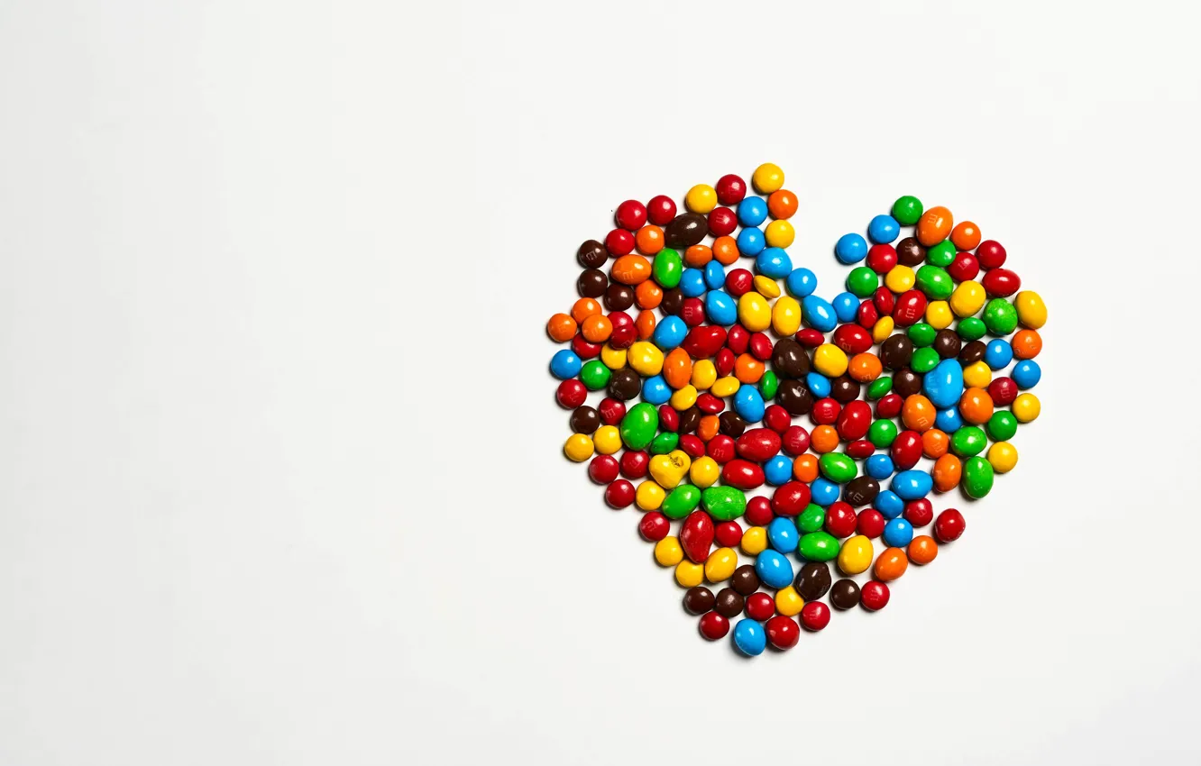Photo wallpaper love, heart, color, candy, white background, peanuts, MMD, MMDMS