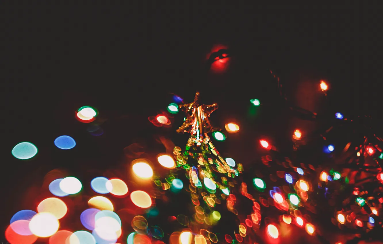 Photo wallpaper bokeh, lights, garland, new year