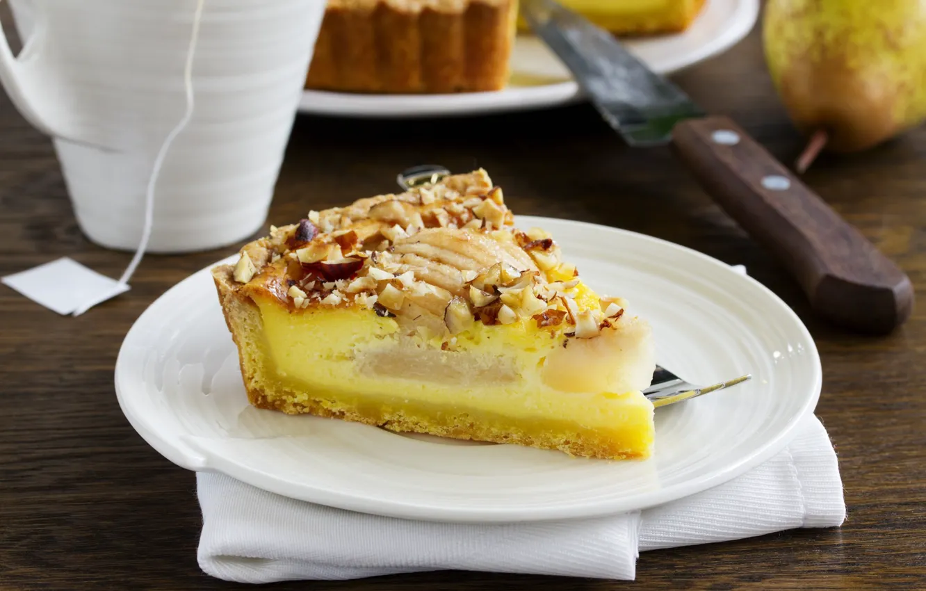 Photo wallpaper pear, dessert, cakes, piece, pear pie