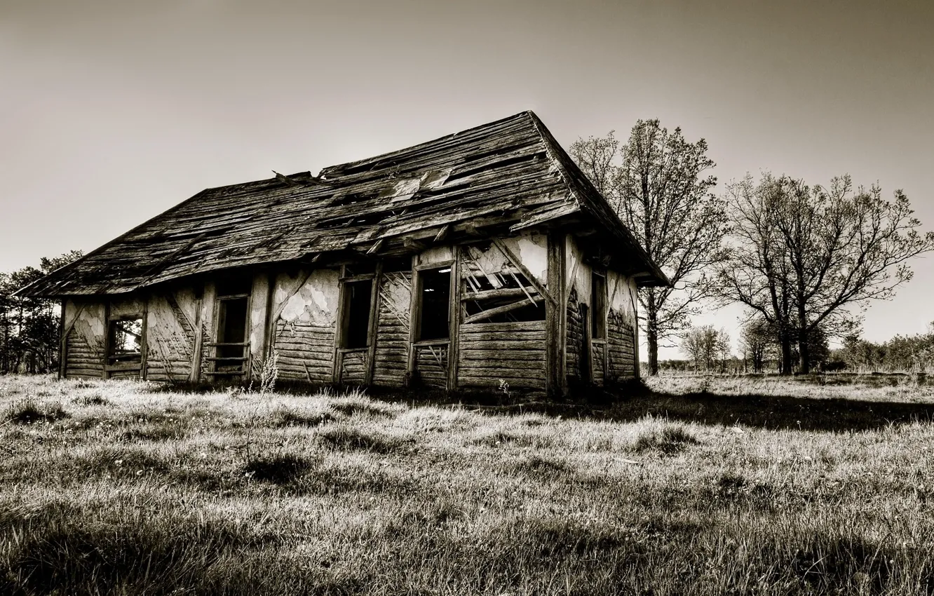 Photo wallpaper old, home, Sepia, the ruins