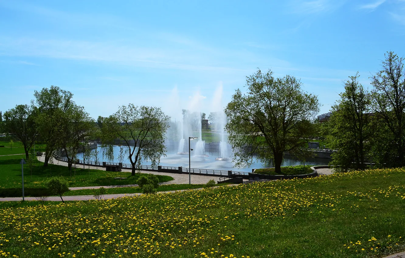 Photo wallpaper summer, the city, fountain, Belarus, Minsk