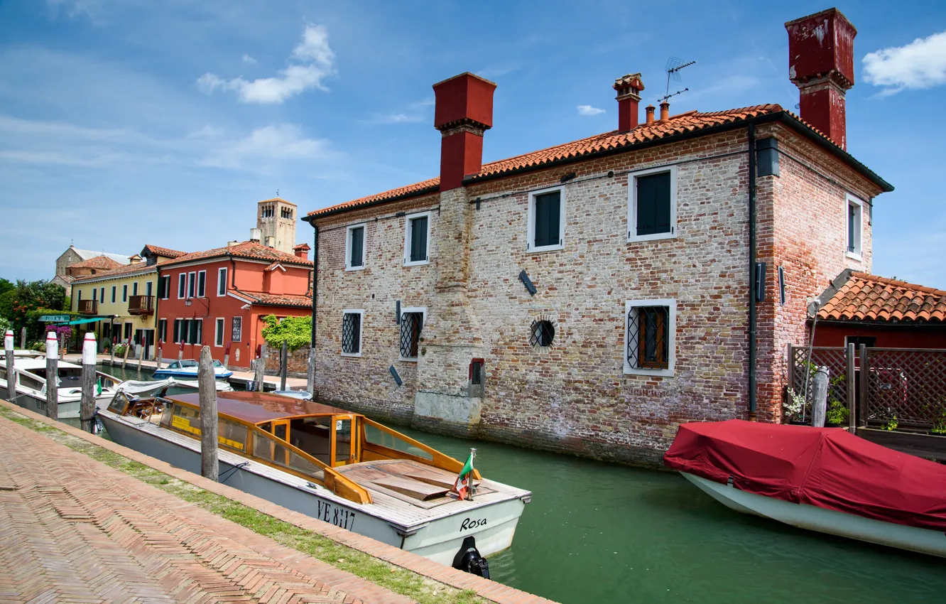 Photo wallpaper boat, home, Italy, Venice, channel, the island of Torcello
