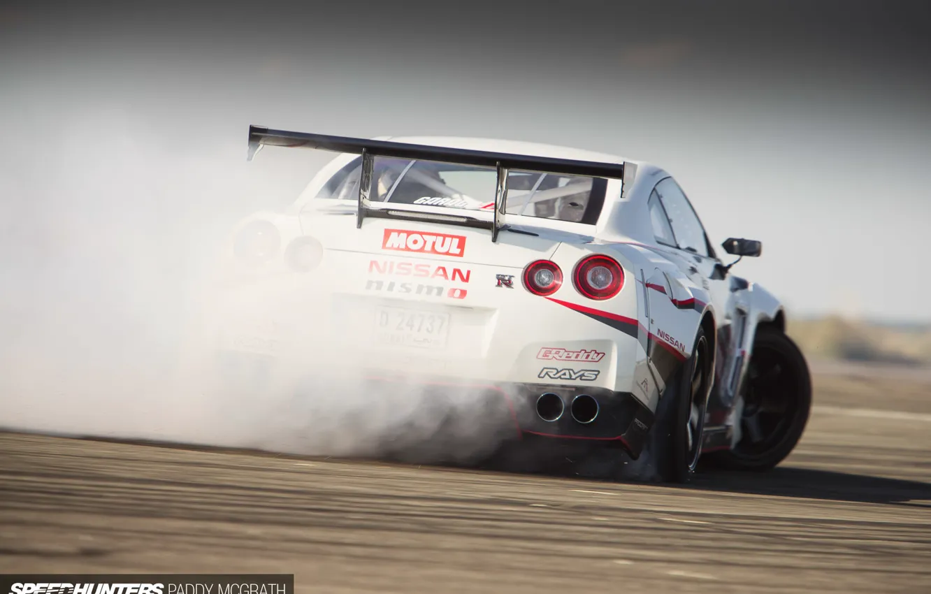 Photo wallpaper smoke, drift, Nissan, speedhunters, NISMO-GT, The World’s Fastest Drift Car