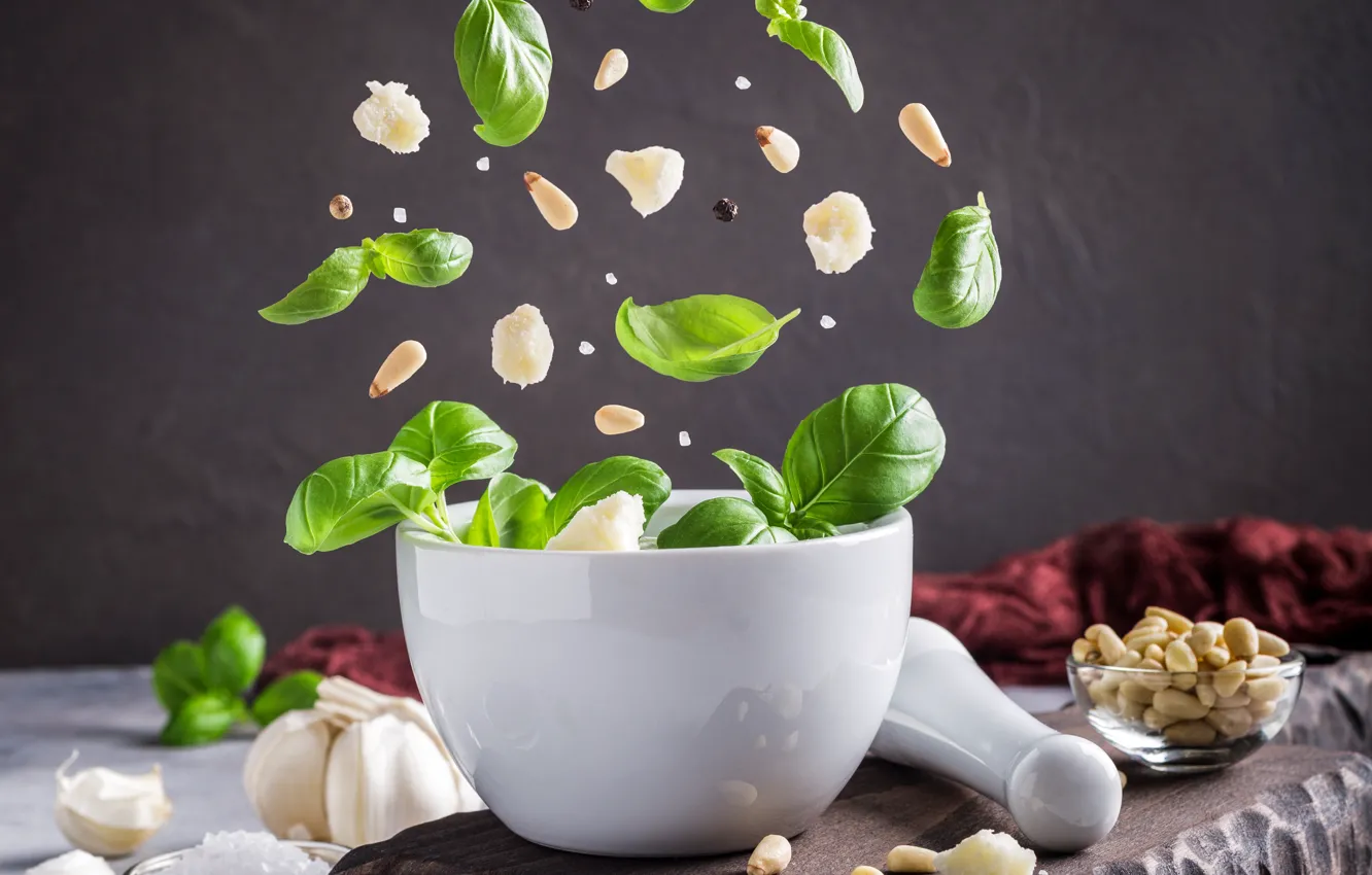 Photo wallpaper cheese, nuts, vegetables, salad, spices, Iryna Melnyk