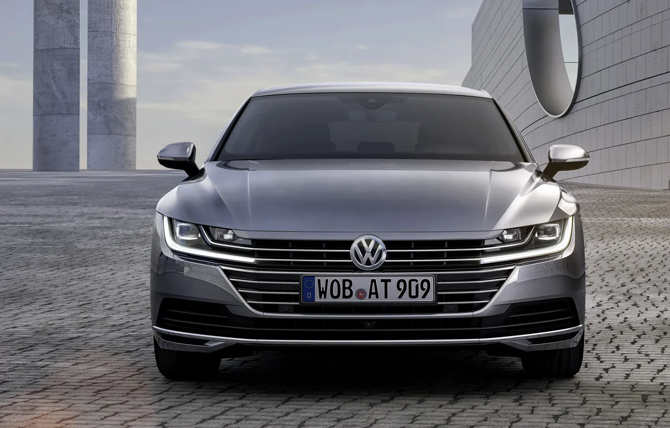 Photo wallpaper Volkswagen, front view, 2018, Elegance, liftback, 2017, Arteon, gray-silver