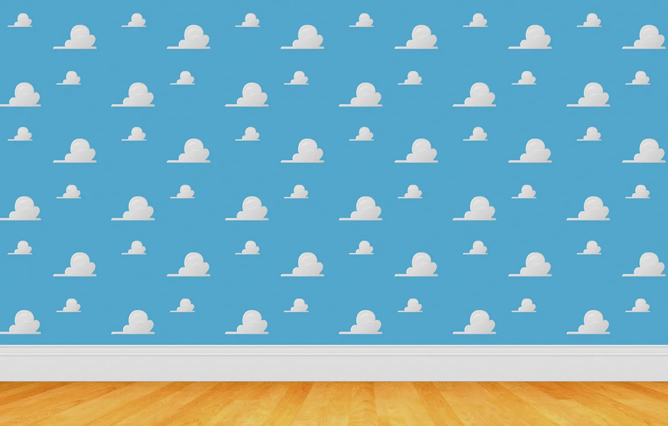 Photo wallpaper clouds, wall, texture, floor