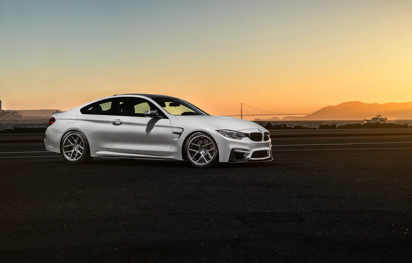 Photo wallpaper BMW, Car, Front, Sunset, White, Sport, Collection, Aristo