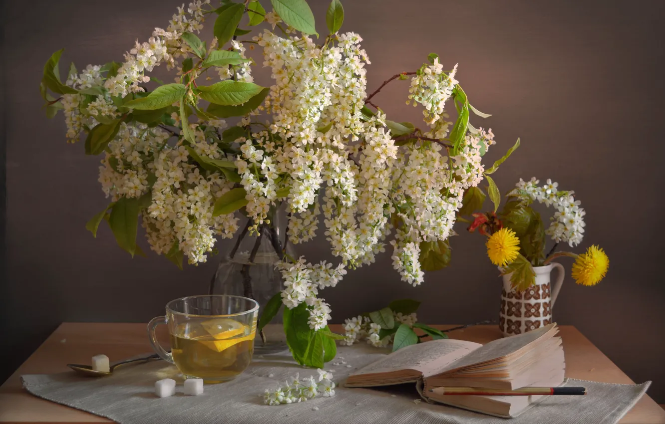 Photo wallpaper bouquet, spring, still life, composition, cherry