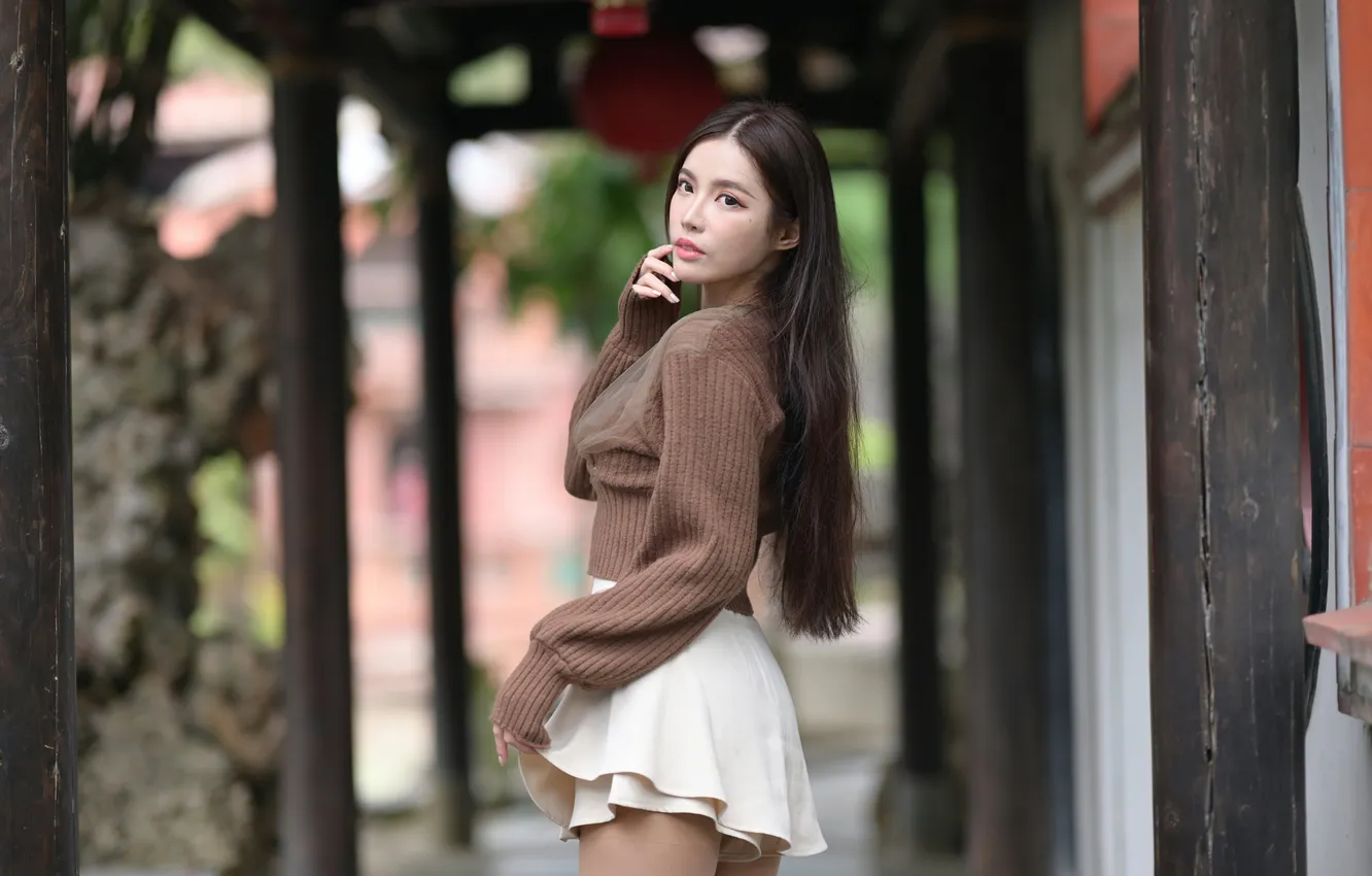 Photo wallpaper girl, pose, Asian