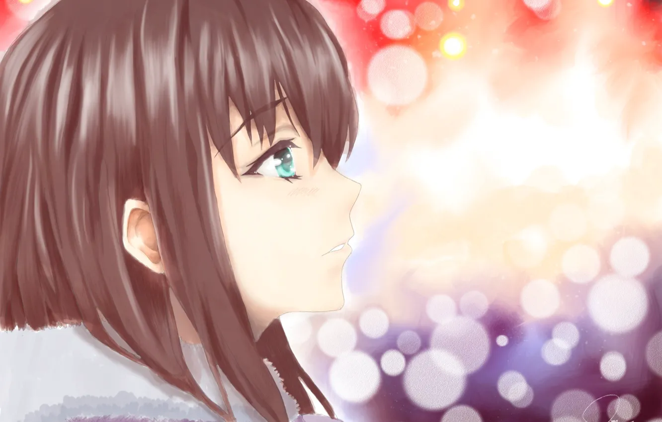 Photo wallpaper look, girl, background, Hina Tachibana