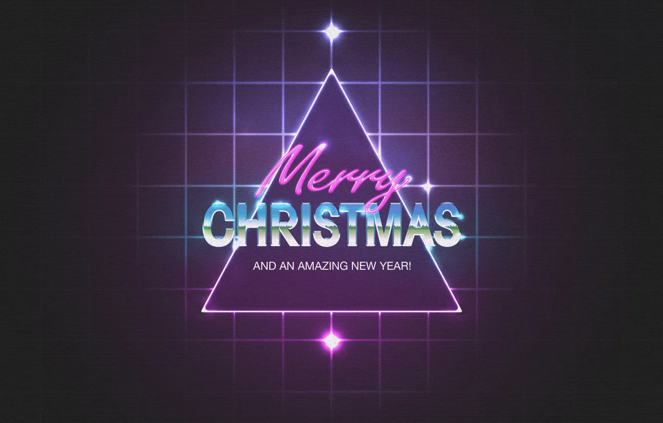 Photo wallpaper neon, squares, New Year, Christmas, triangle, New Year, Merry Chrismas
