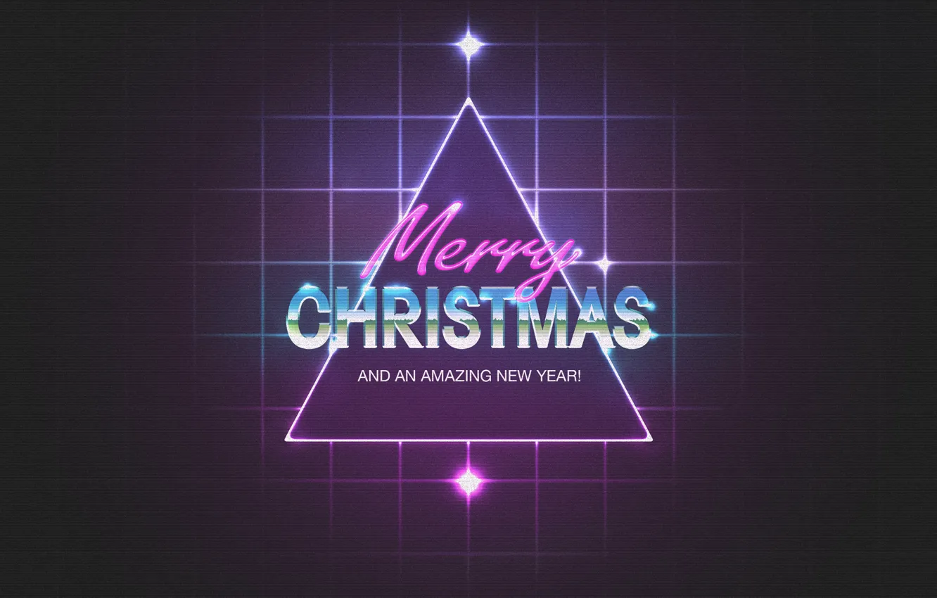 Photo wallpaper new year, neon, squares, Christmas, triangle, New Year, Merry Chrismas