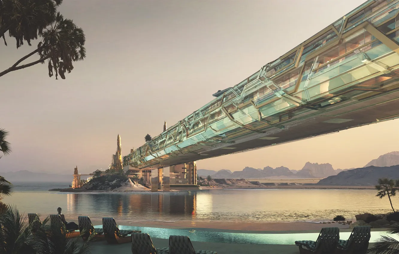 Photo wallpaper hotel, Saudi Arabia, Lagoon, neom, waterpool, gukf, Aqaba