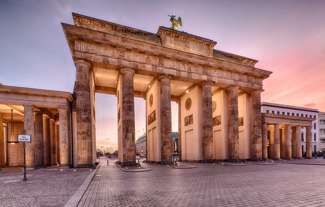 Photo wallpaper home, morning, Germany, Berlin, Brandenburg gate