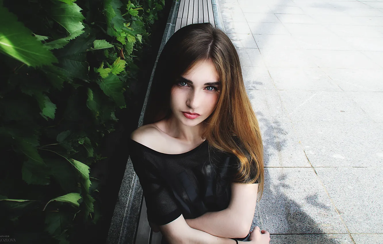 Photo wallpaper eyes, look, girl, Park, the atmosphere, beauty, beautiful girl