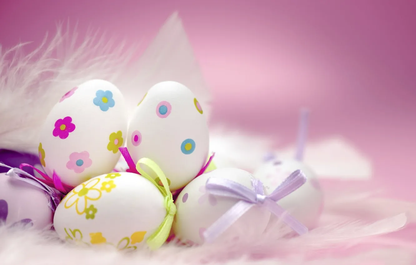 Photo wallpaper holiday, eggs, feathers, fluff, Easter, Easter