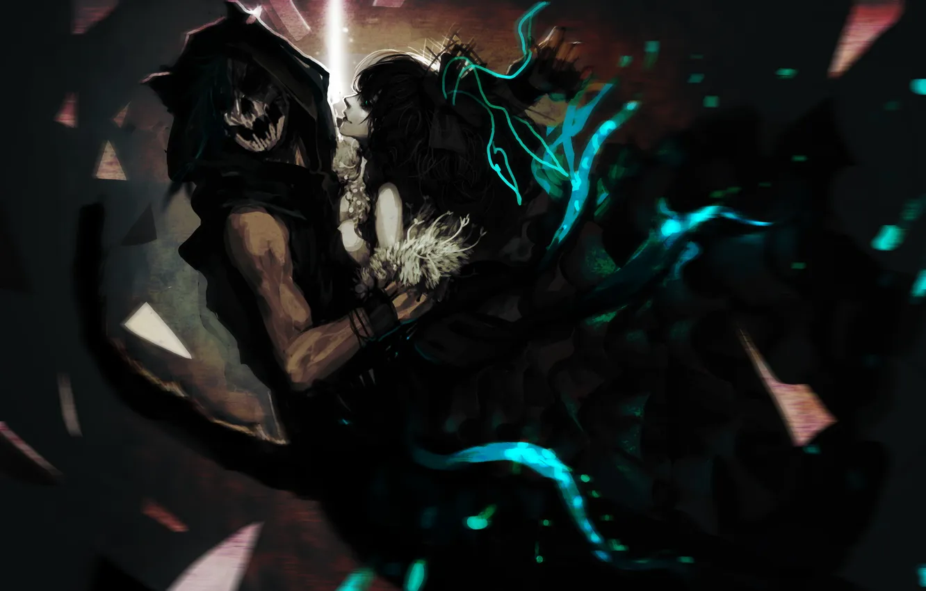 Photo wallpaper girl, fragments, monster, dress, drop, art, tail, guy