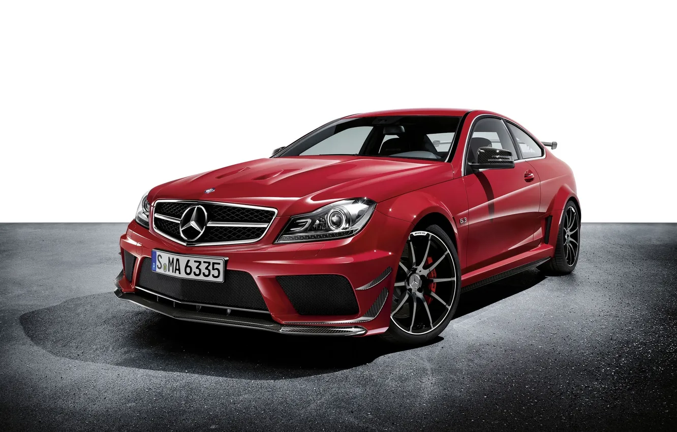 Photo wallpaper red, Mercedes-Benz, C-Class