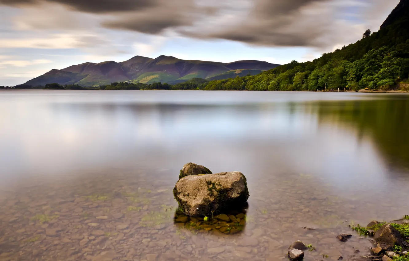 Photo wallpaper landscape, lake, stone