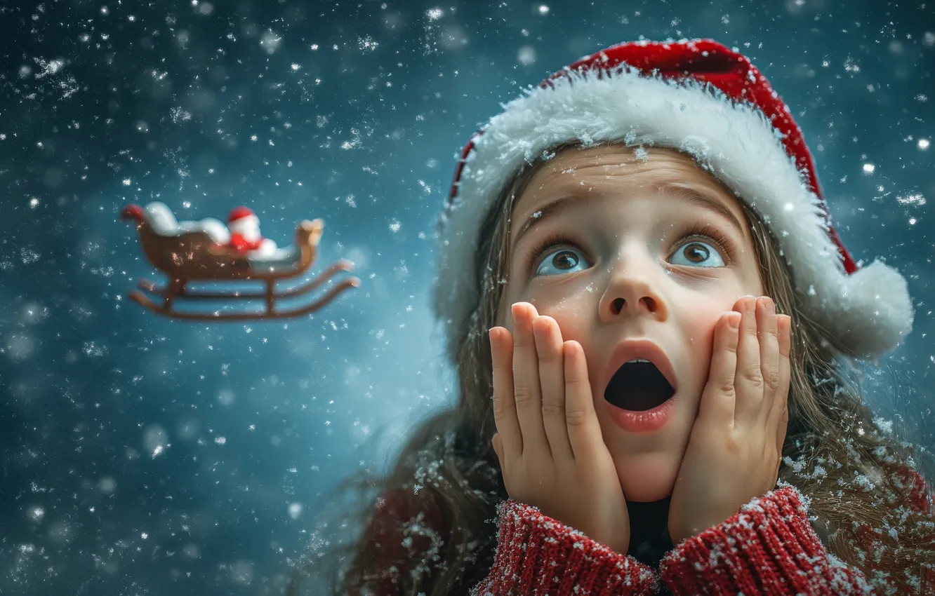 Photo wallpaper winter, the sky, eyes, look, snow, flight, night, nature